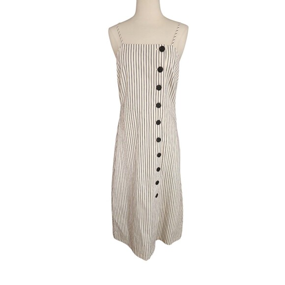 Who What Wear Preppy Coastal Midi Dress Womens Small White Striped Cotton Resort - Picture 2 of 10